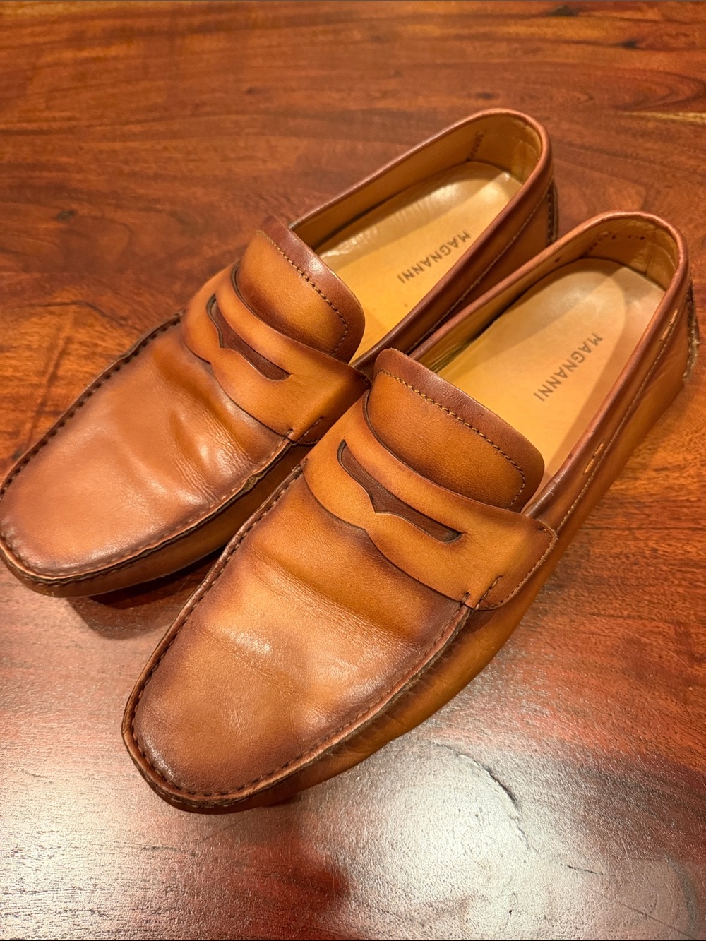Magnanni Tan Leather Penny Loafers